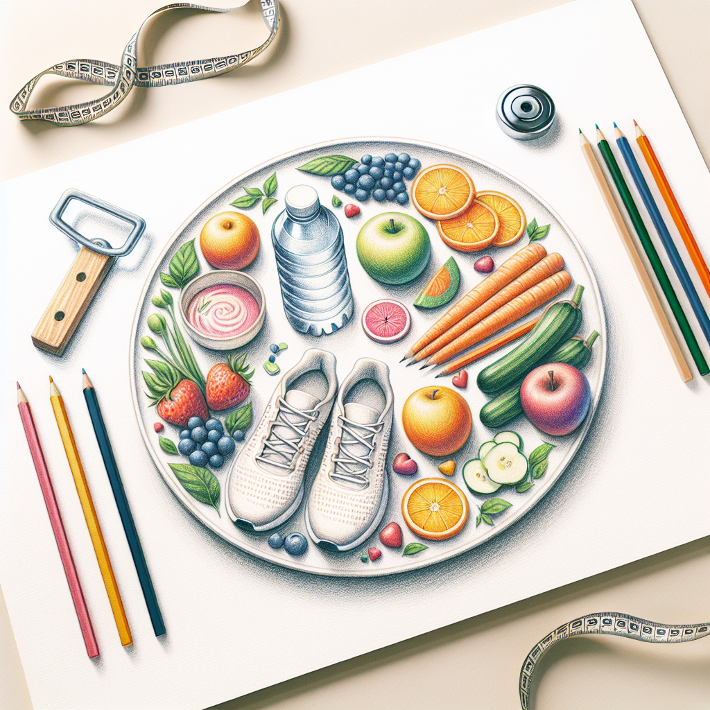 Colored-pencil illustration representing the topic: Fitness and Nutrition