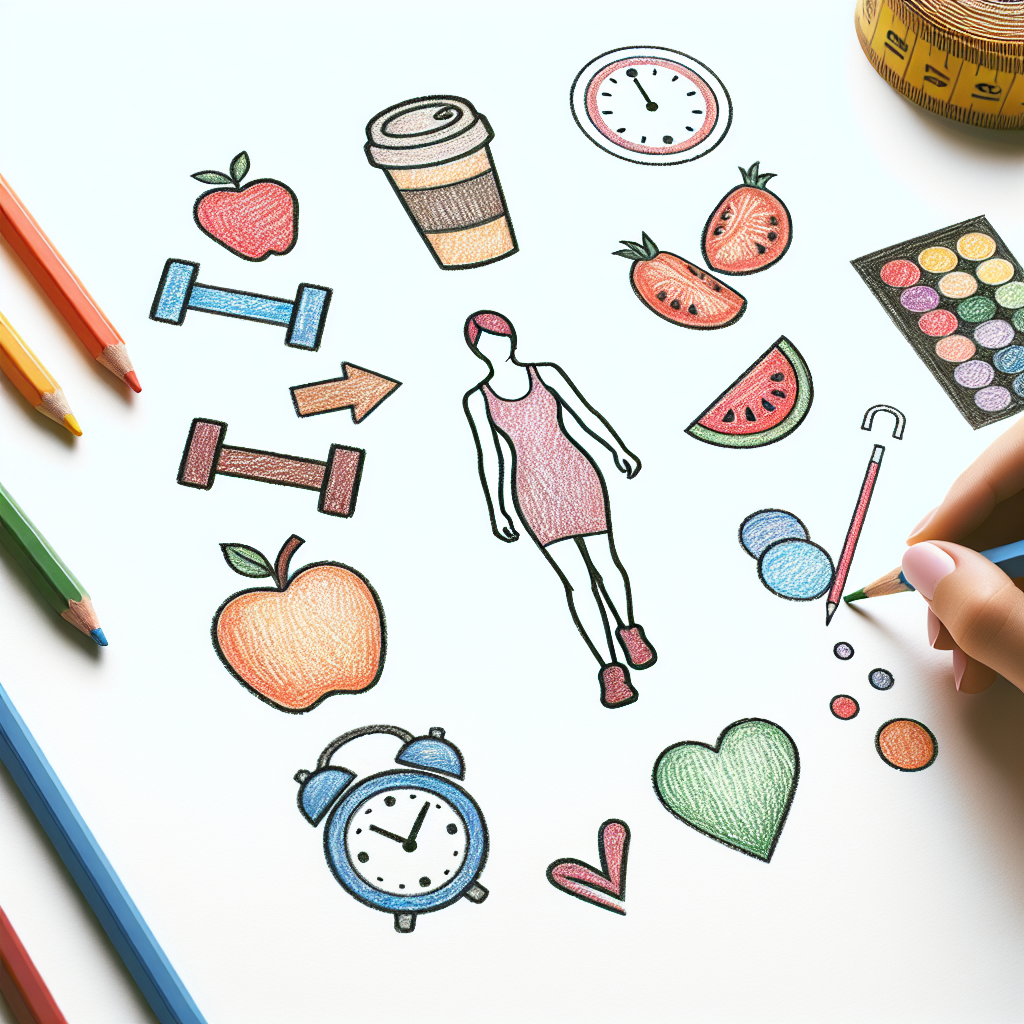 Colored-pencil illustration representing the topic: Fitness and Nutrition