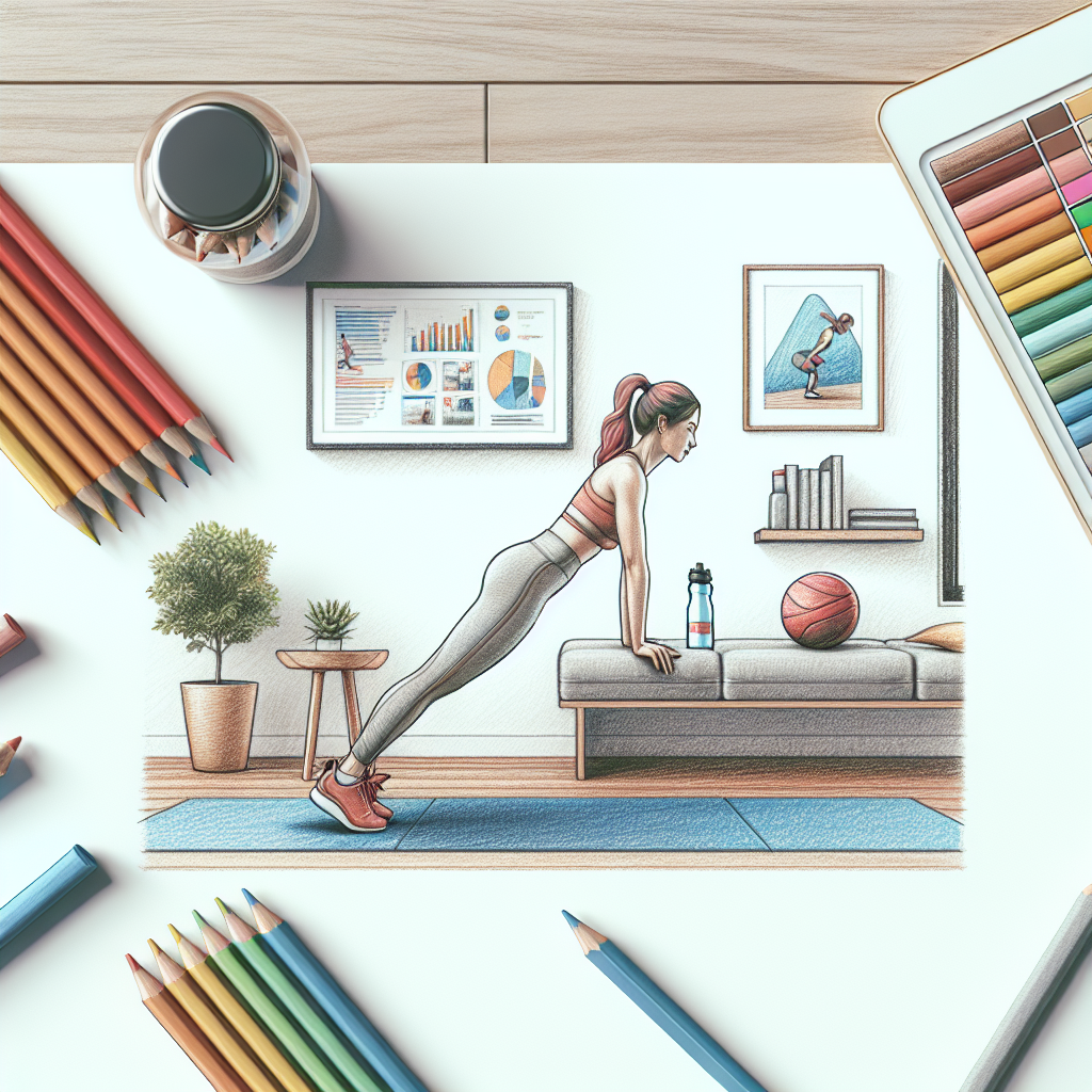 Colored-pencil illustration representing the topic: Home Fitness
