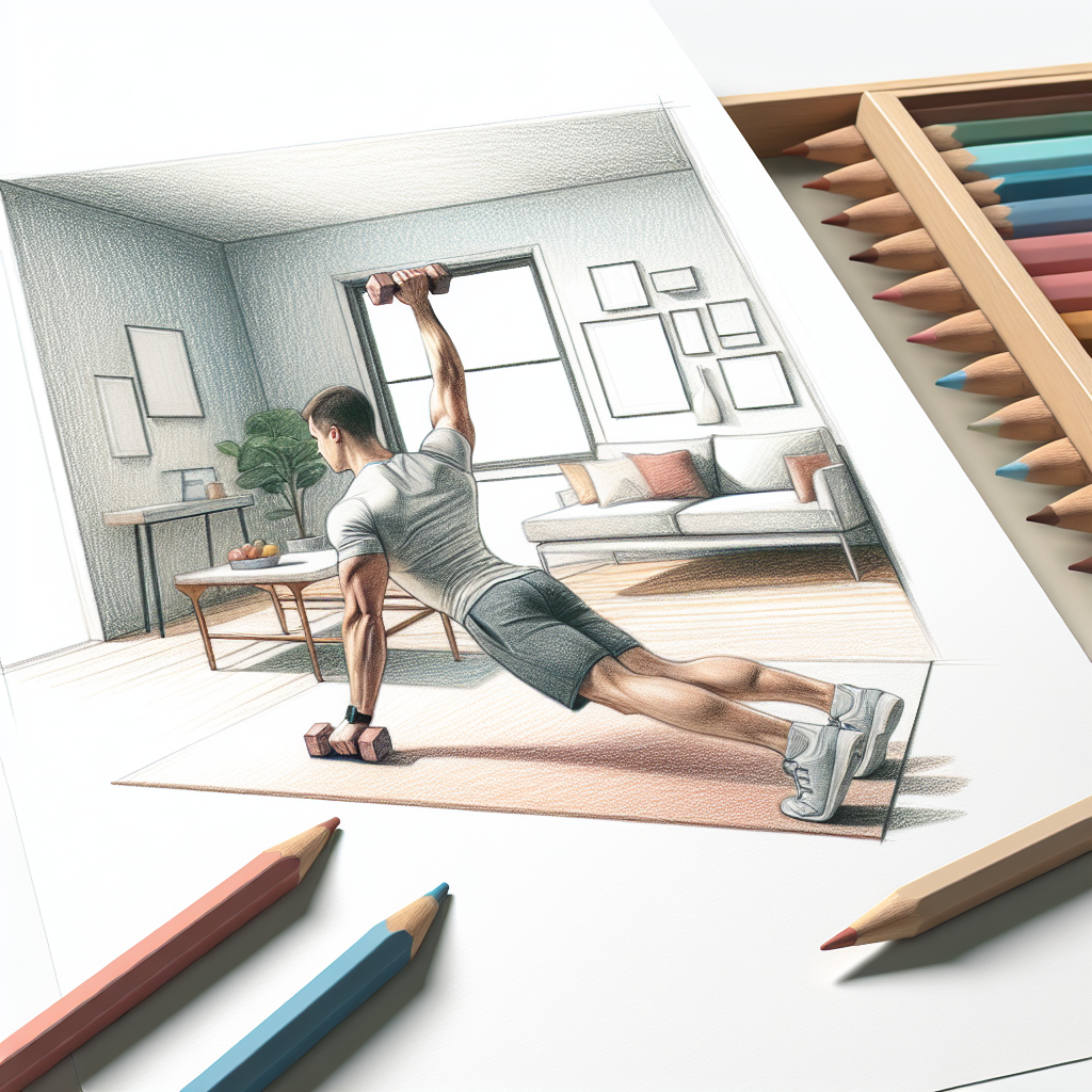 Colored-pencil illustration representing the topic: Home Workouts