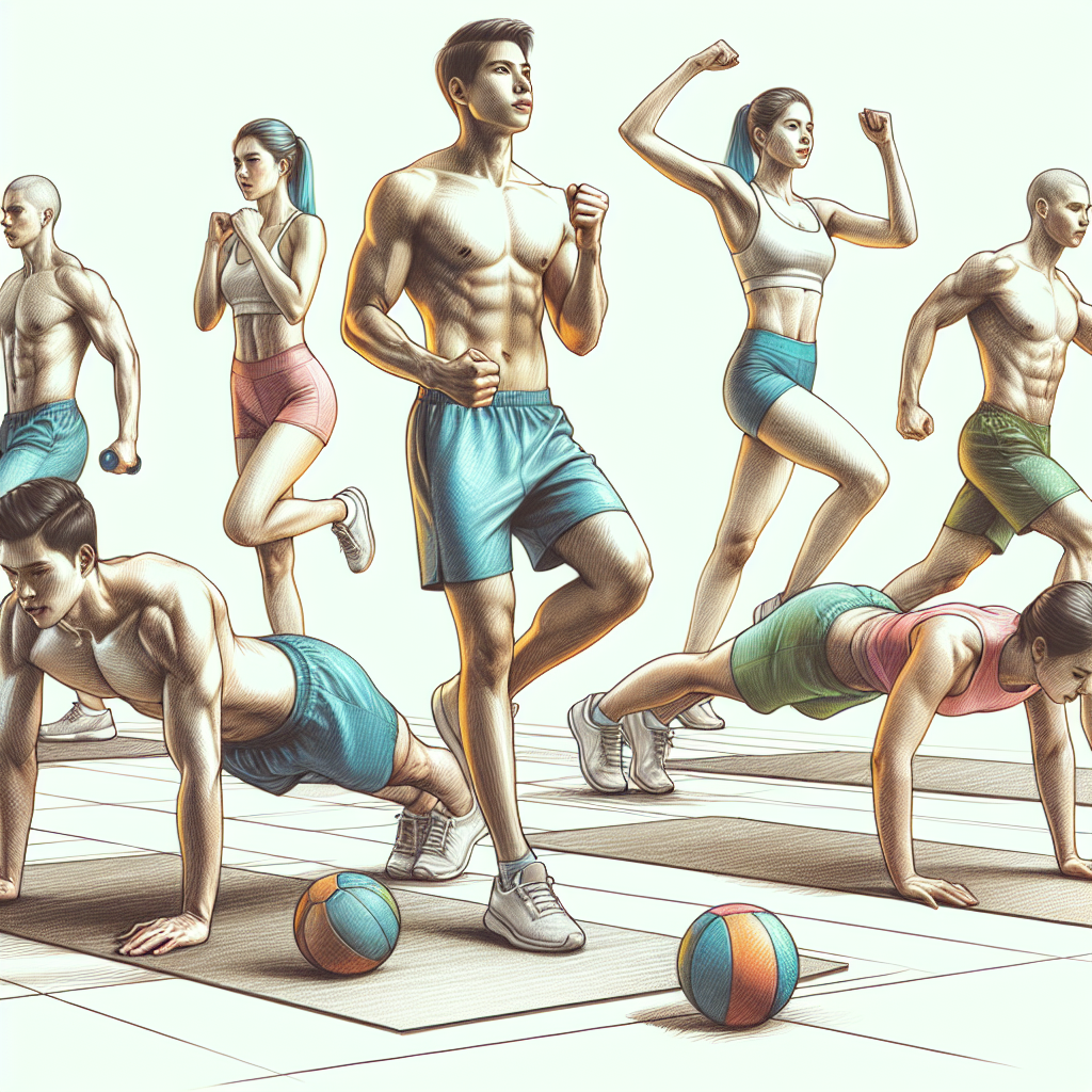 Colored-pencil illustration representing the topic: Home Fitness