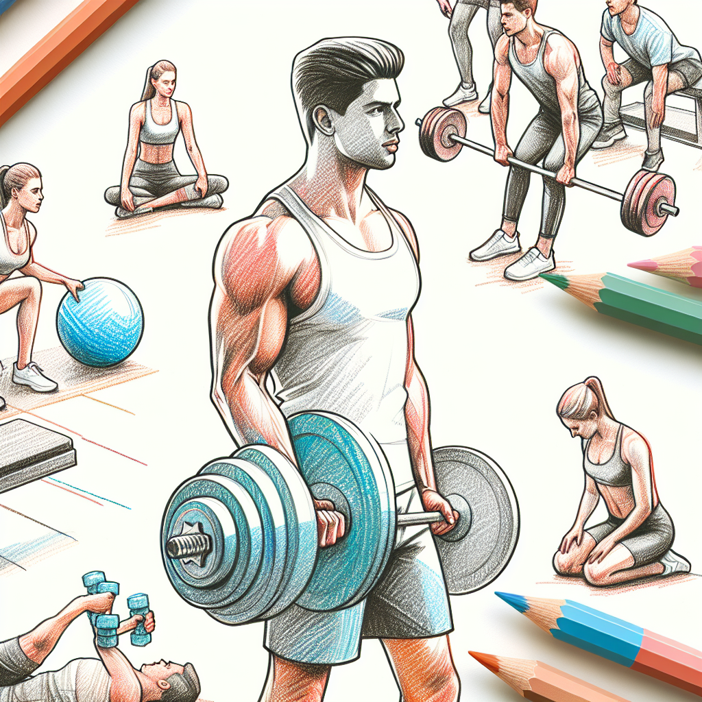 Colored-pencil illustration representing the topic: Fitness