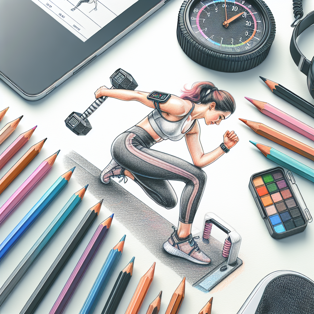 Colored-pencil illustration representing the topic: Fitness
