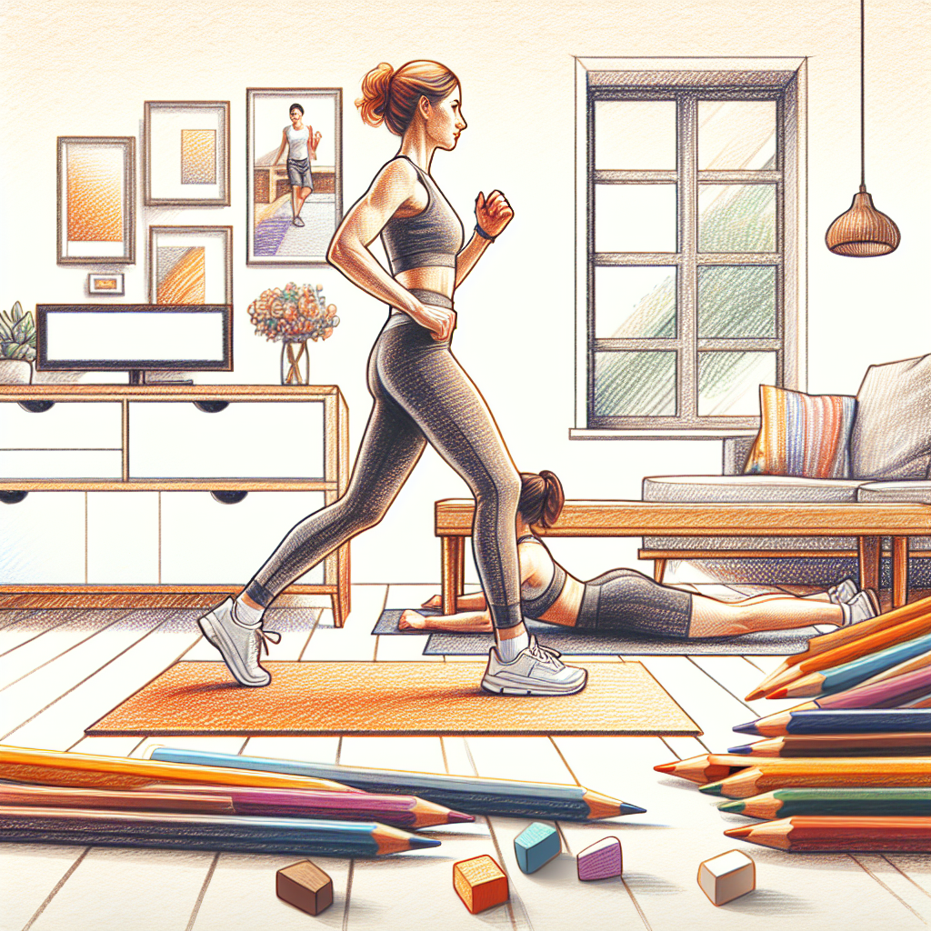 Colored-pencil illustration representing the topic: Home Fitness