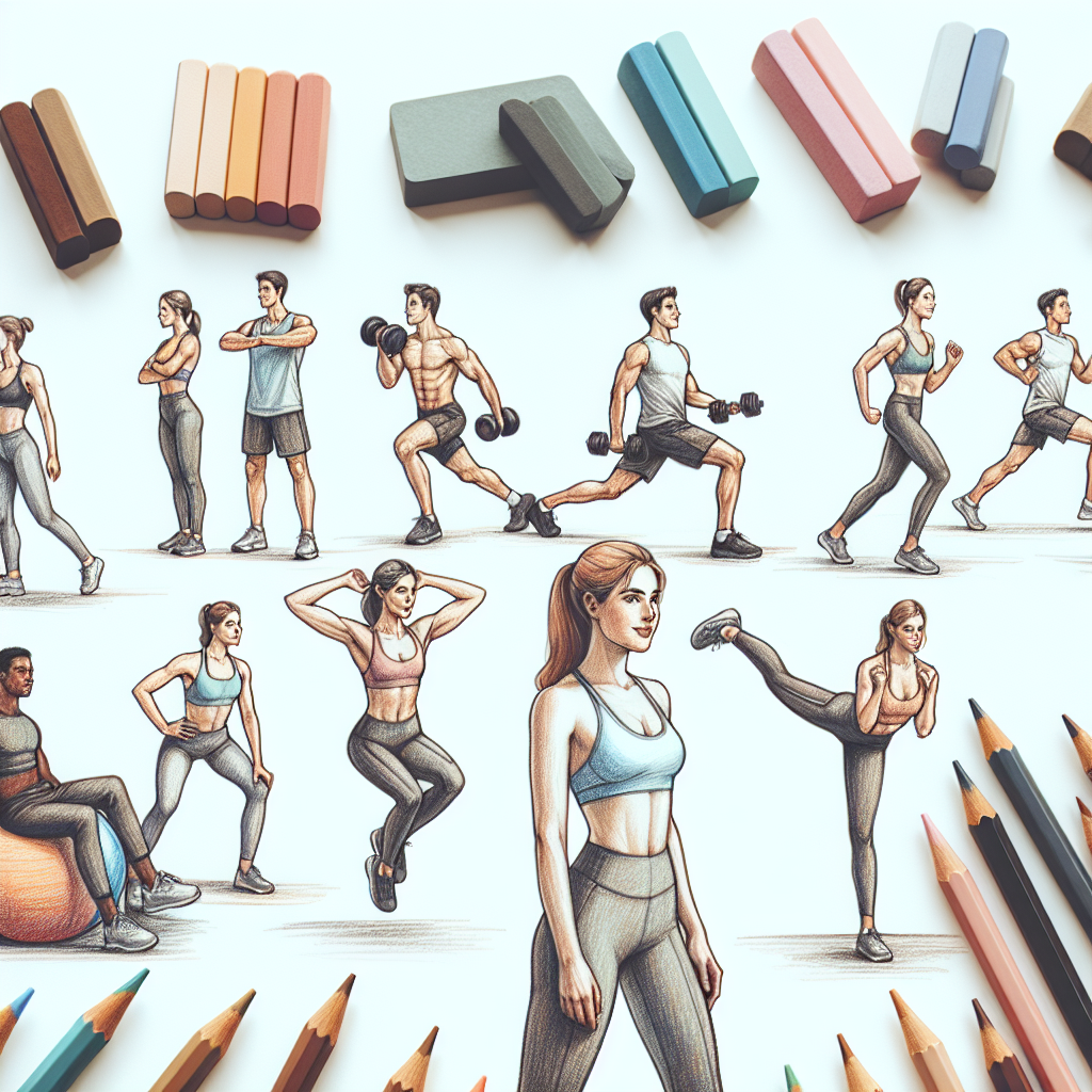 Colored-pencil illustration representing the topic: Home Workouts
