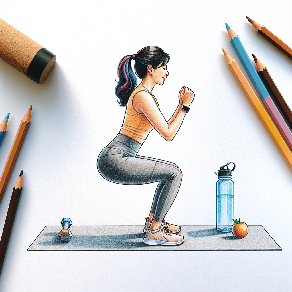 Colored-pencil illustration representing the topic: Home Fitness