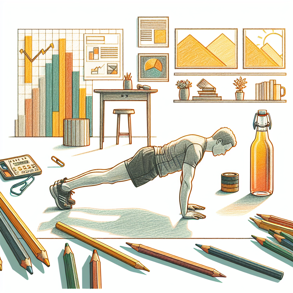 Colored-pencil illustration representing the topic: Home Fitness