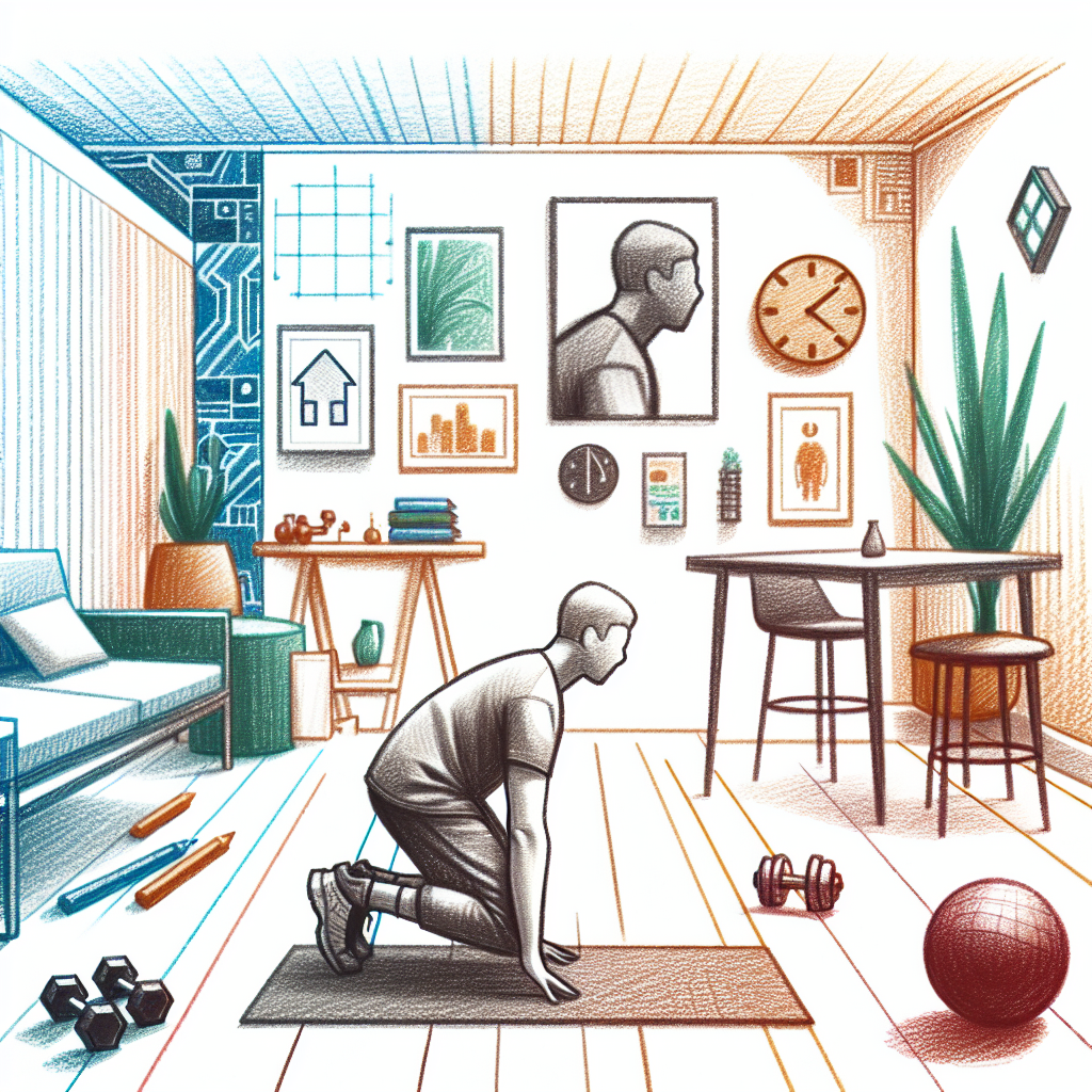 Colored-pencil illustration representing the topic: Home Fitness