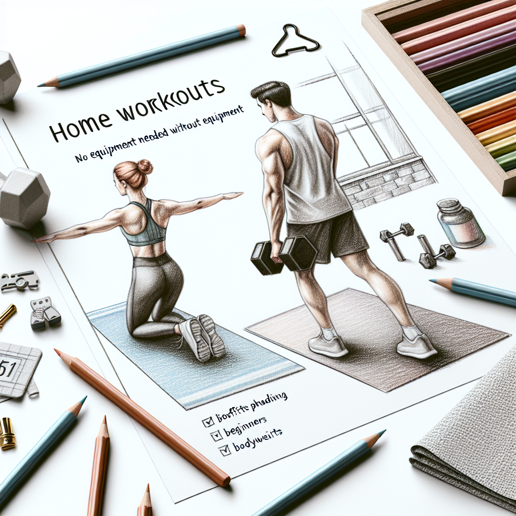 Colored-pencil illustration representing the topic: Home Workouts