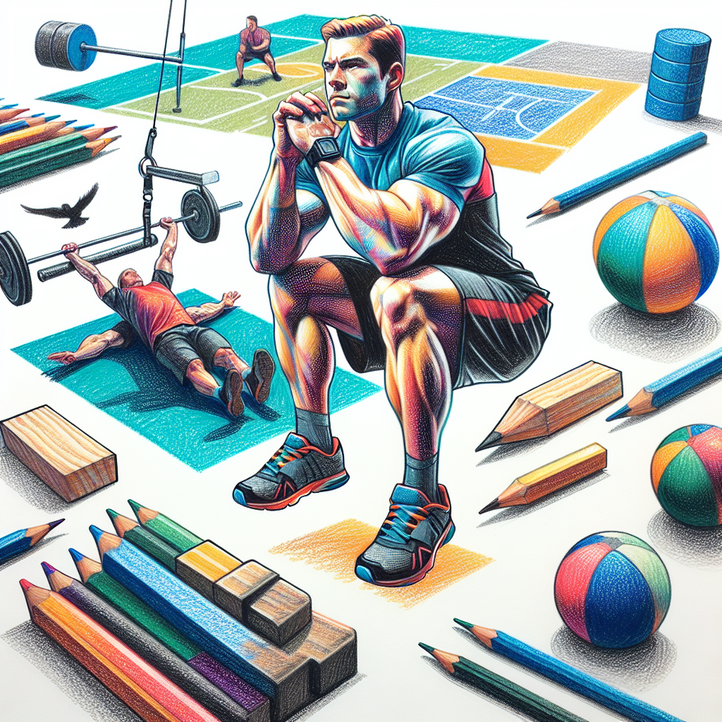 Colored-pencil illustration representing the topic: Home Fitness