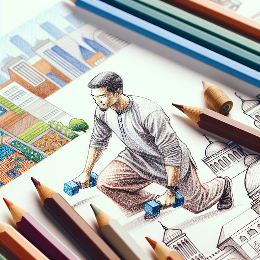 Colored-pencil illustration representing the topic: Fitness