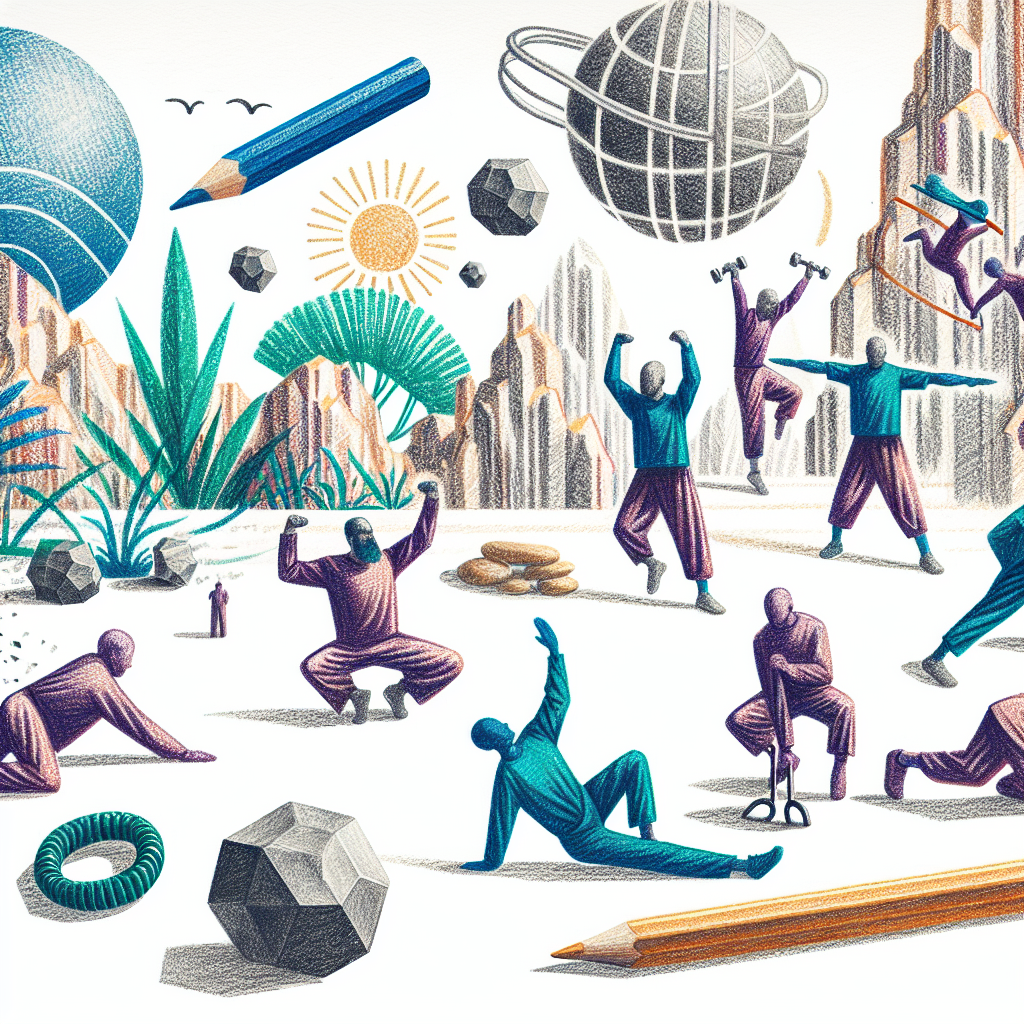 Colored-pencil illustration representing the topic: Fitness