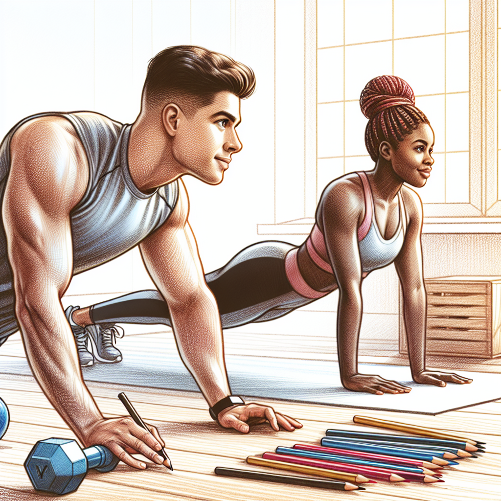 Colored-pencil illustration representing the topic: Home Fitness