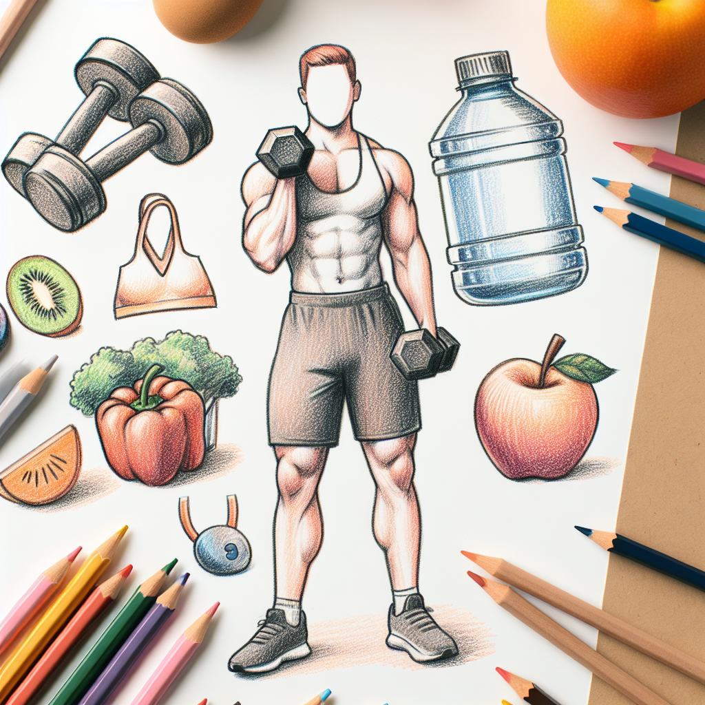 Colored-pencil illustration representing the topic: Fitness and Nutrition