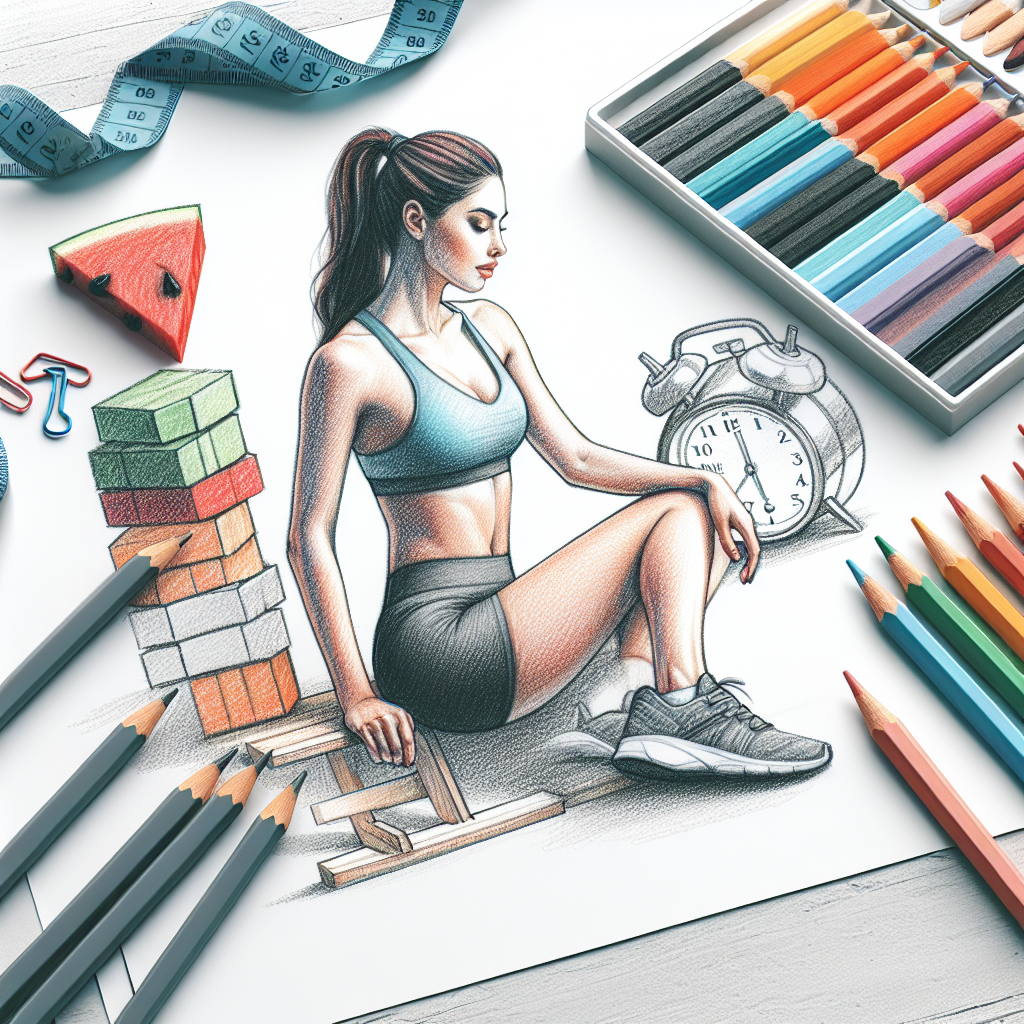 Colored-pencil illustration representing the topic: Fitness and Weight Loss