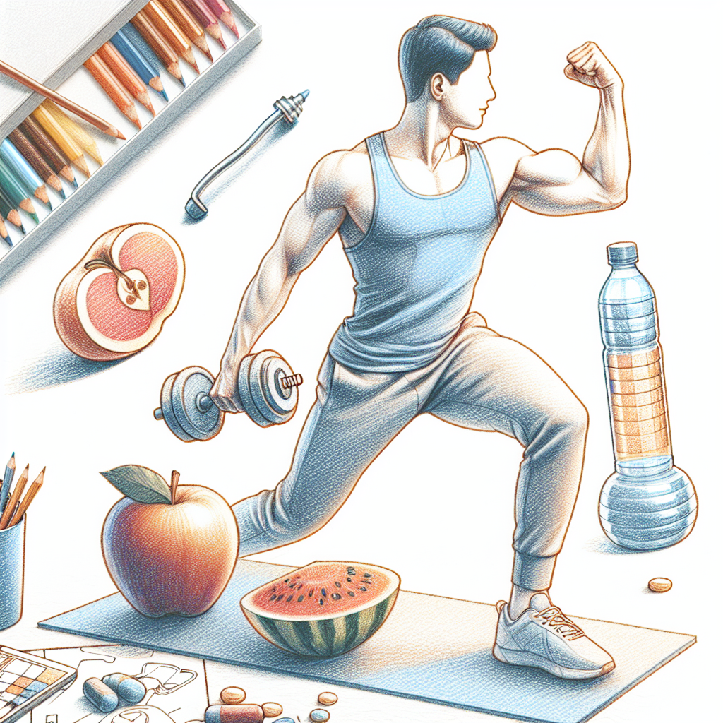 Colored-pencil illustration representing the topic: Fitness and Nutrition