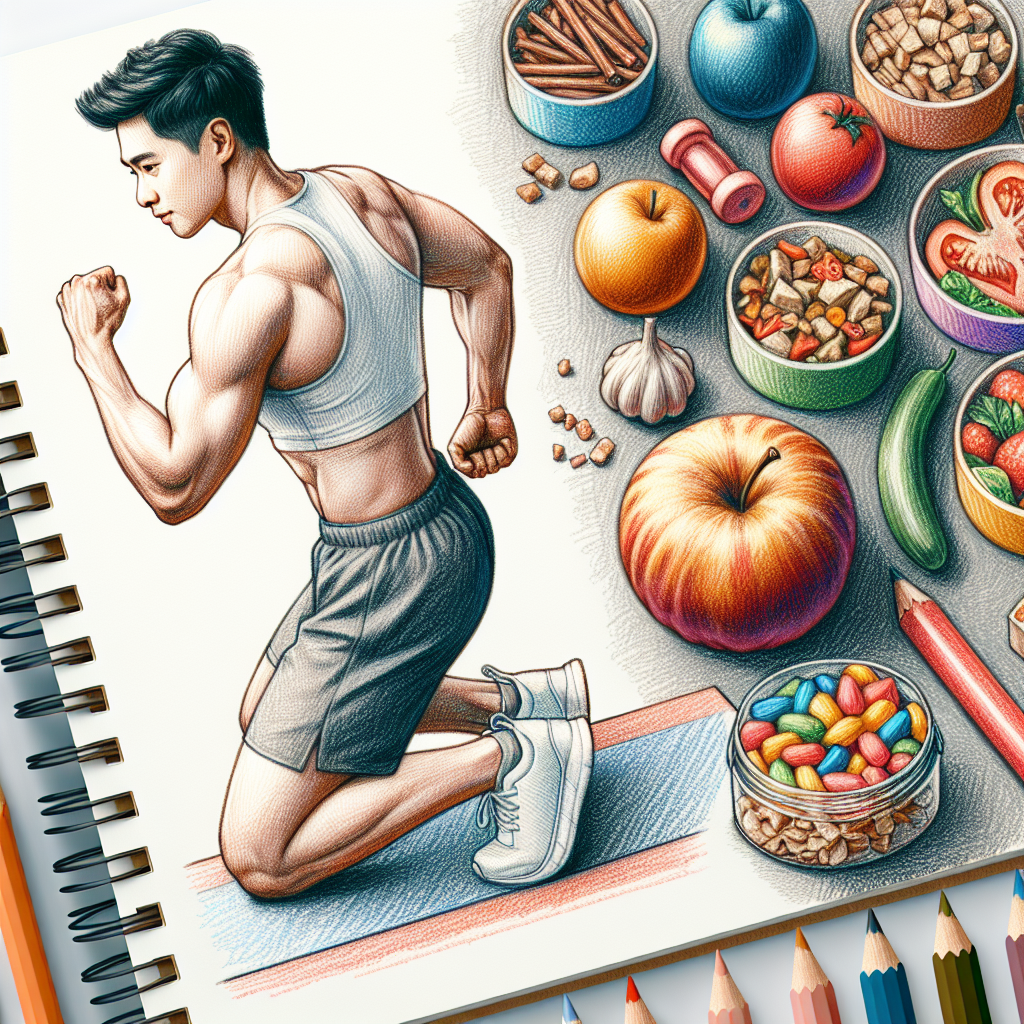 Colored-pencil illustration representing the topic: Fitness and Nutrition