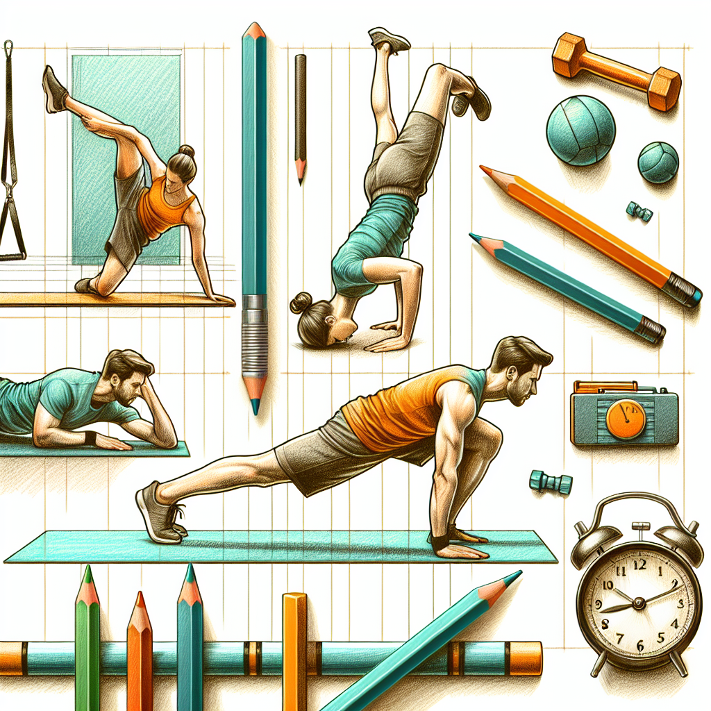 Colored-pencil illustration representing the topic: Home Fitness