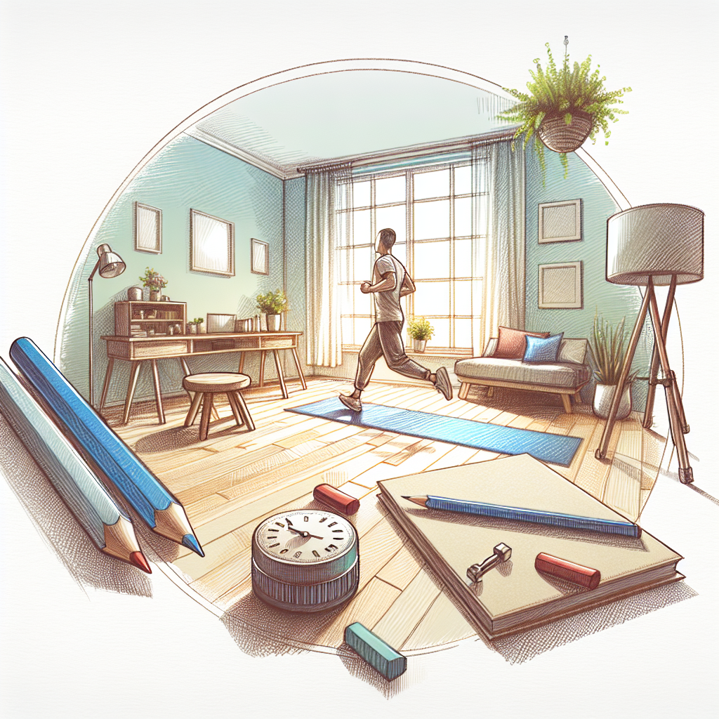 Colored-pencil illustration representing the topic: Home Fitness