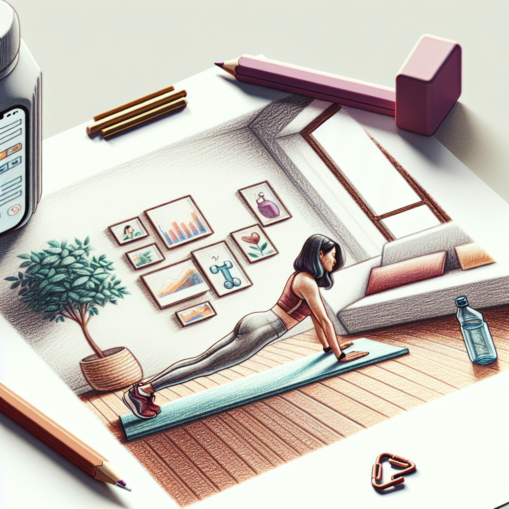 Colored-pencil illustration representing the topic: Home Fitness