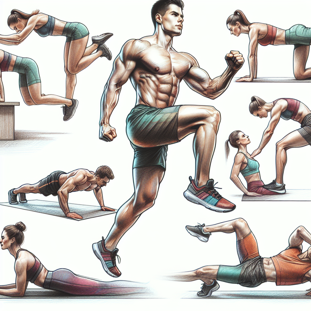 Colored-pencil illustration representing the topic: Home Fitness