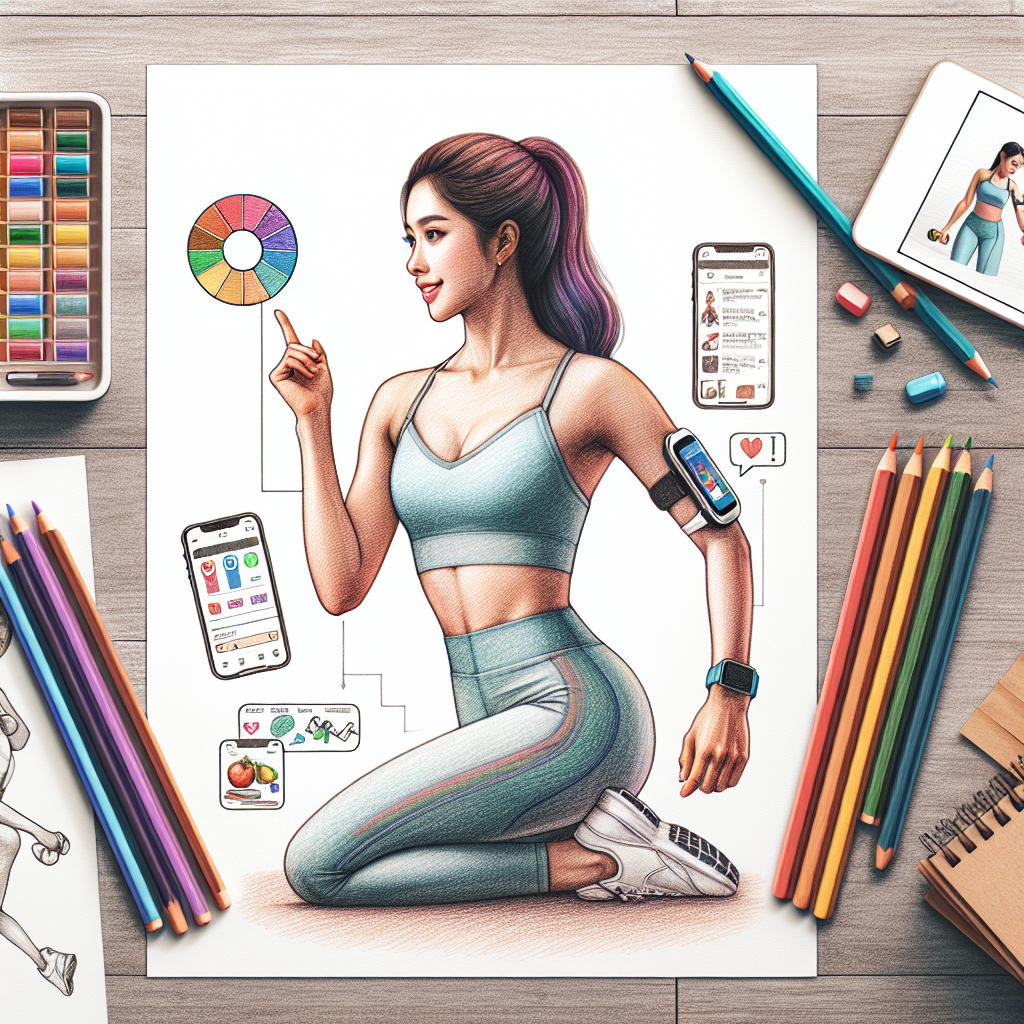 Colored-pencil illustration representing the topic: Fitness Apps