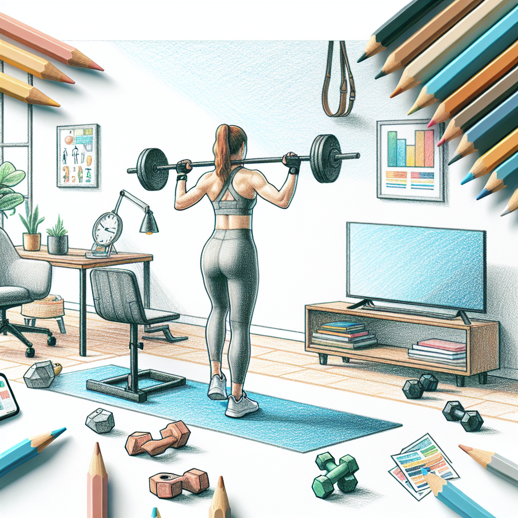 Colored-pencil illustration representing the topic: Home Fitness