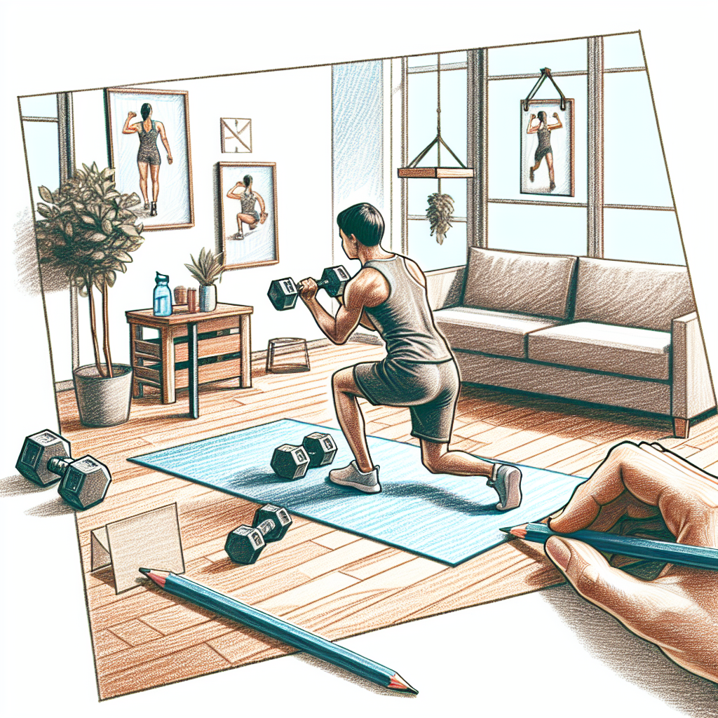 Colored-pencil illustration representing the topic: Home Fitness