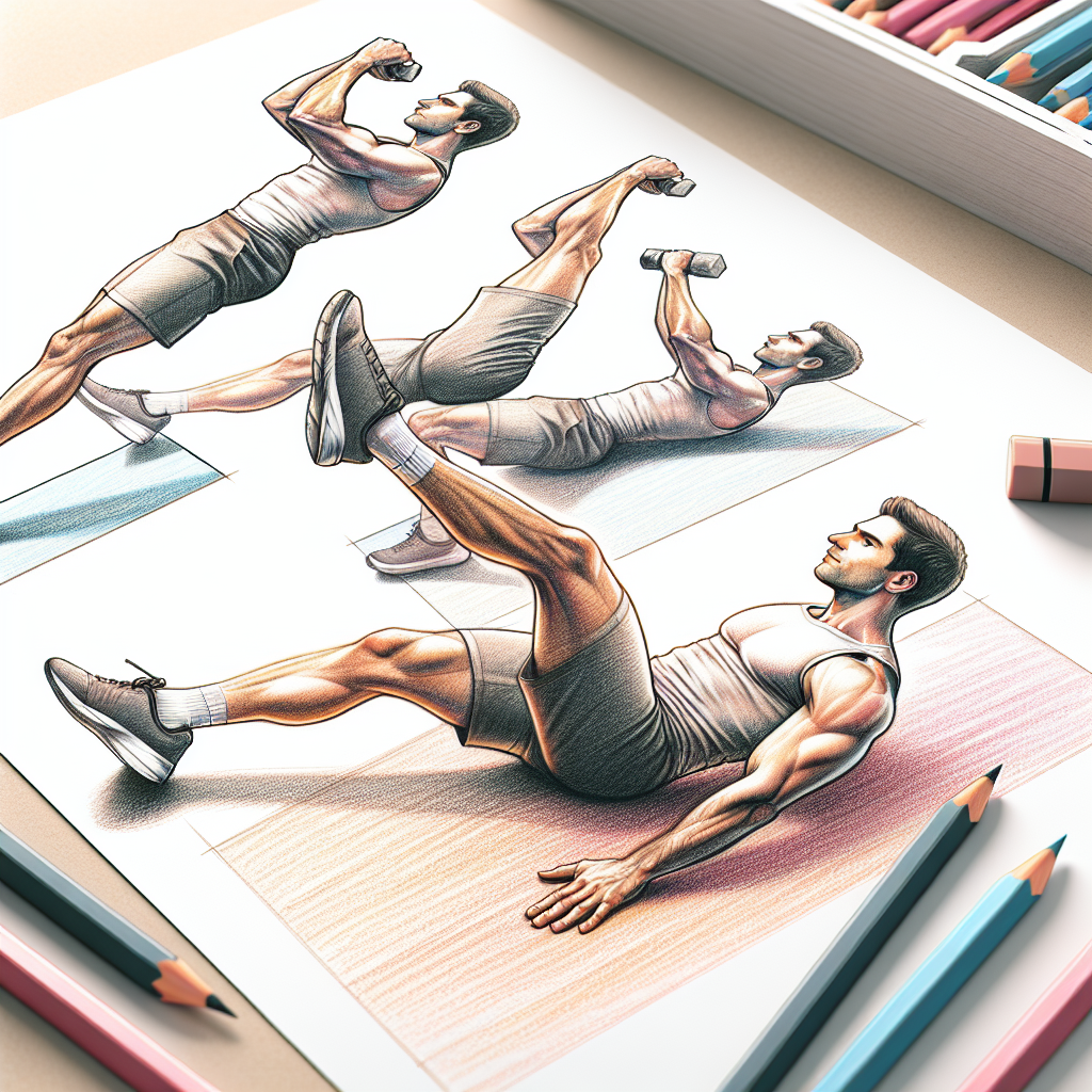 Colored-pencil illustration representing the topic: Home Workouts