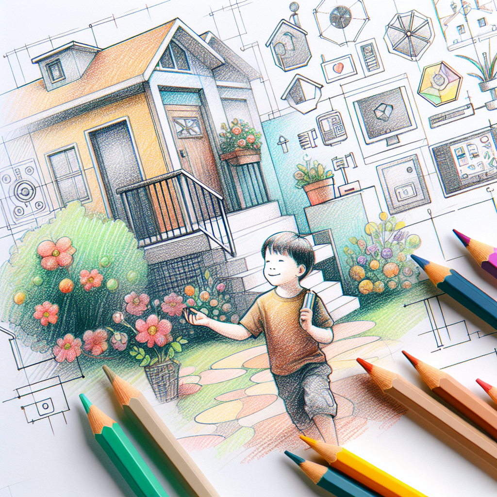 Colored-pencil illustration representing the topic: Home Workouts