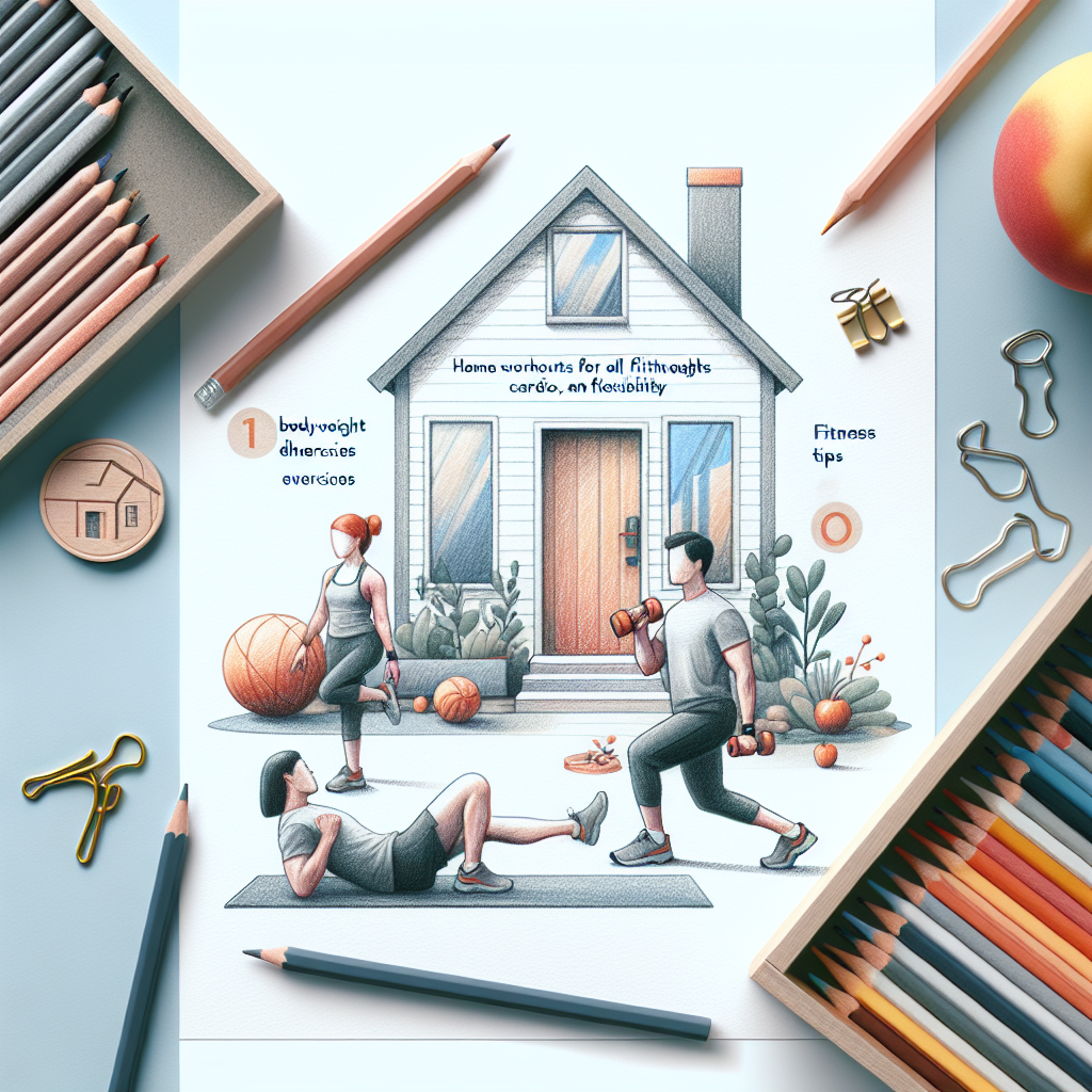 Colored-pencil illustration representing the topic: Home Fitness