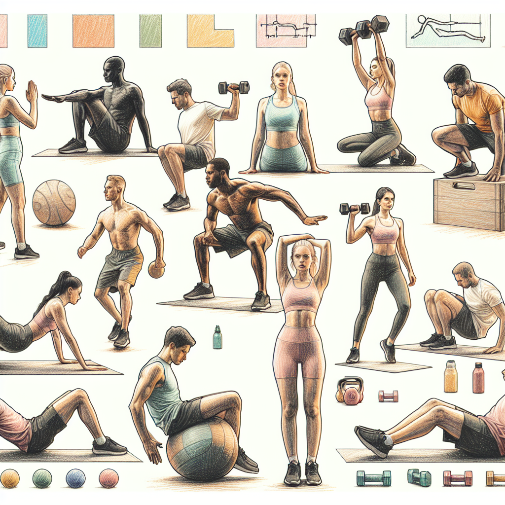 Colored-pencil illustration representing the topic: Home Fitness