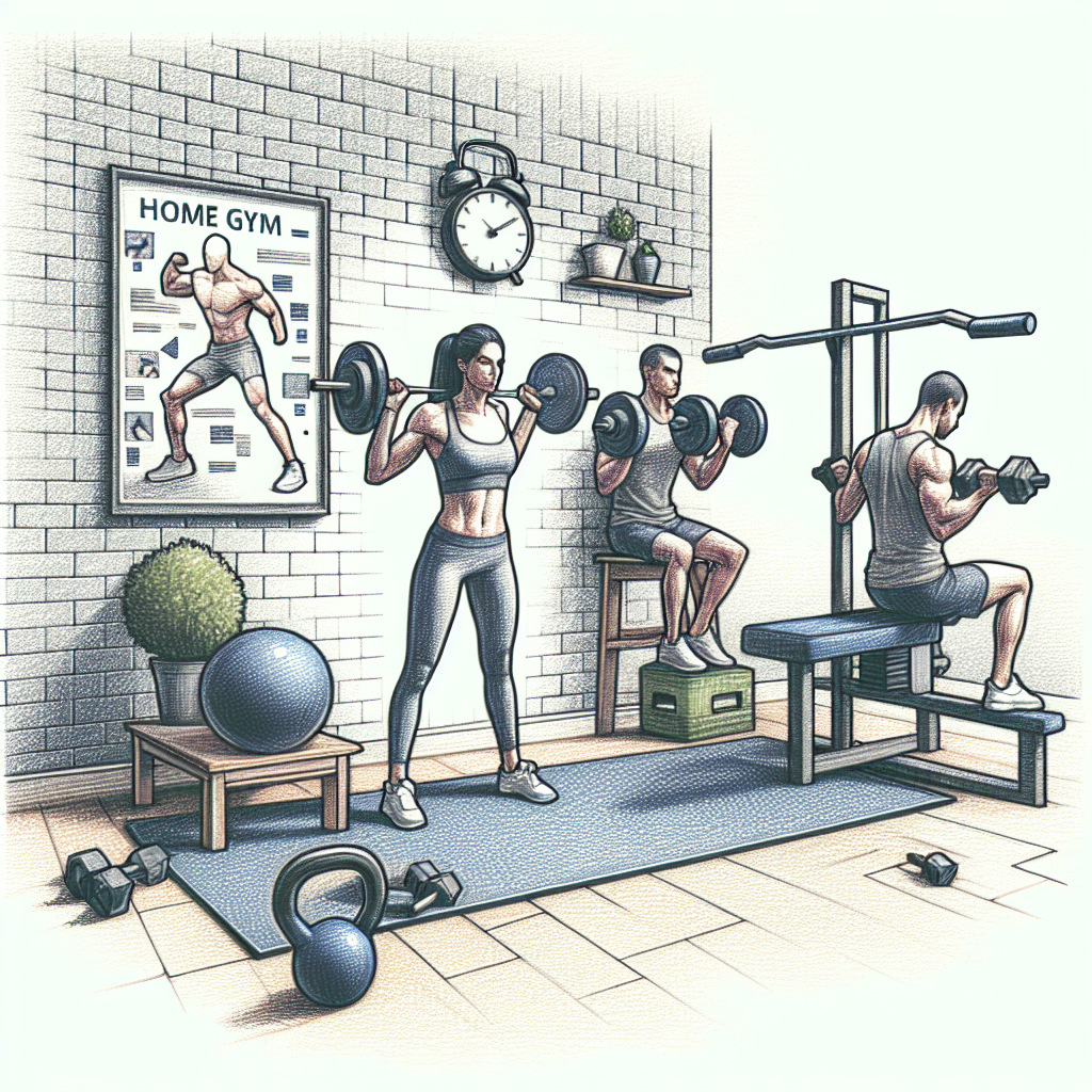 Colored-pencil illustration representing the topic: Home Fitness