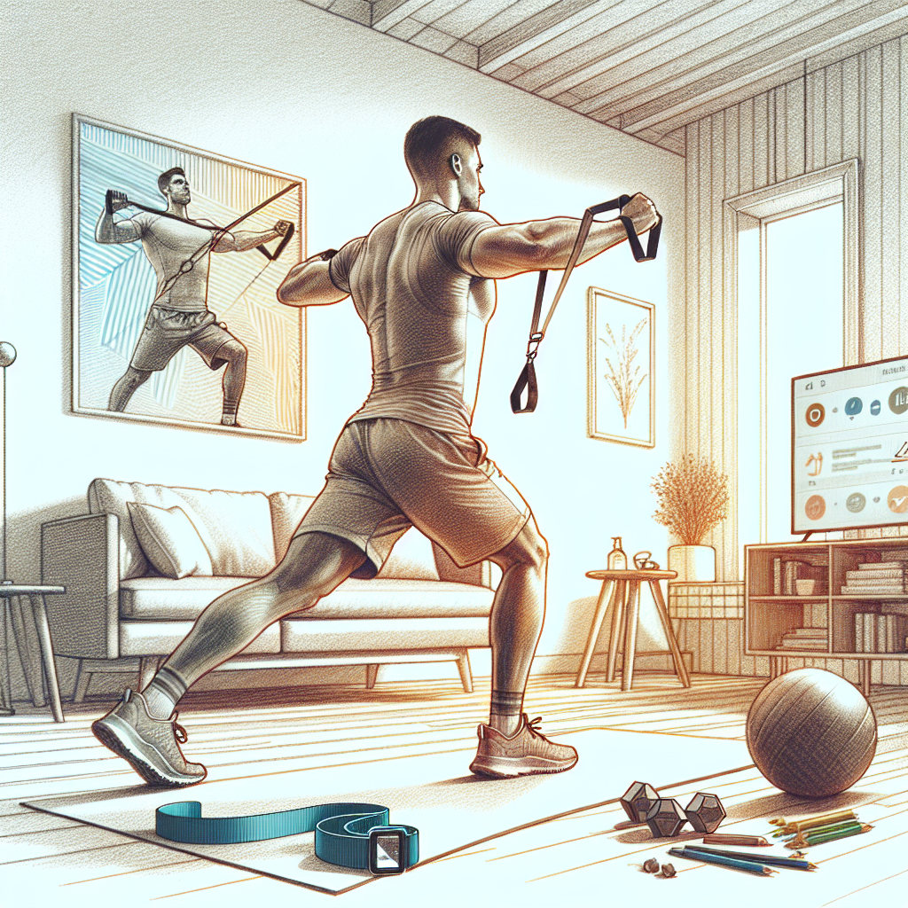 Colored-pencil illustration representing the topic: Home Fitness