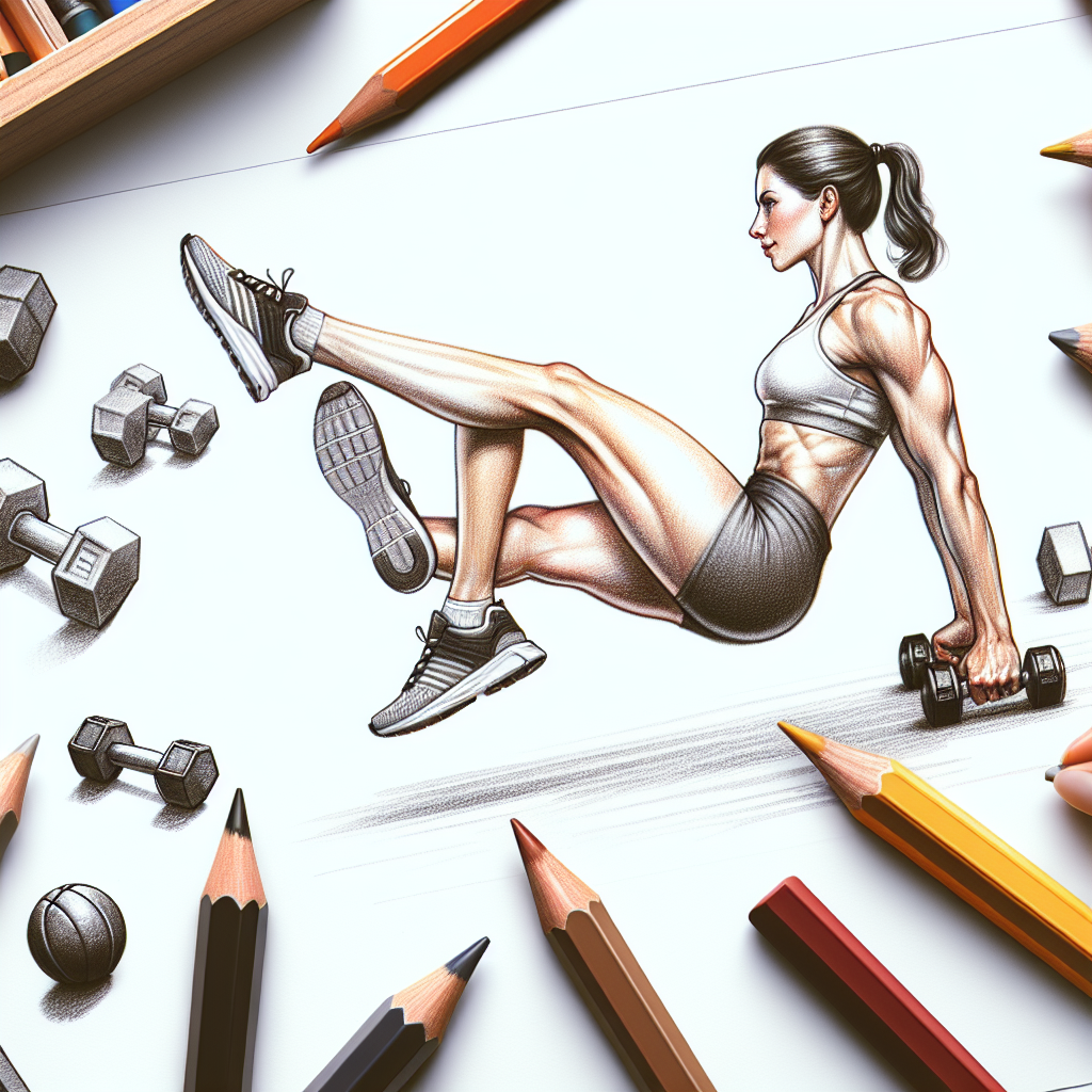 Colored-pencil illustration representing the topic: Home Fitness