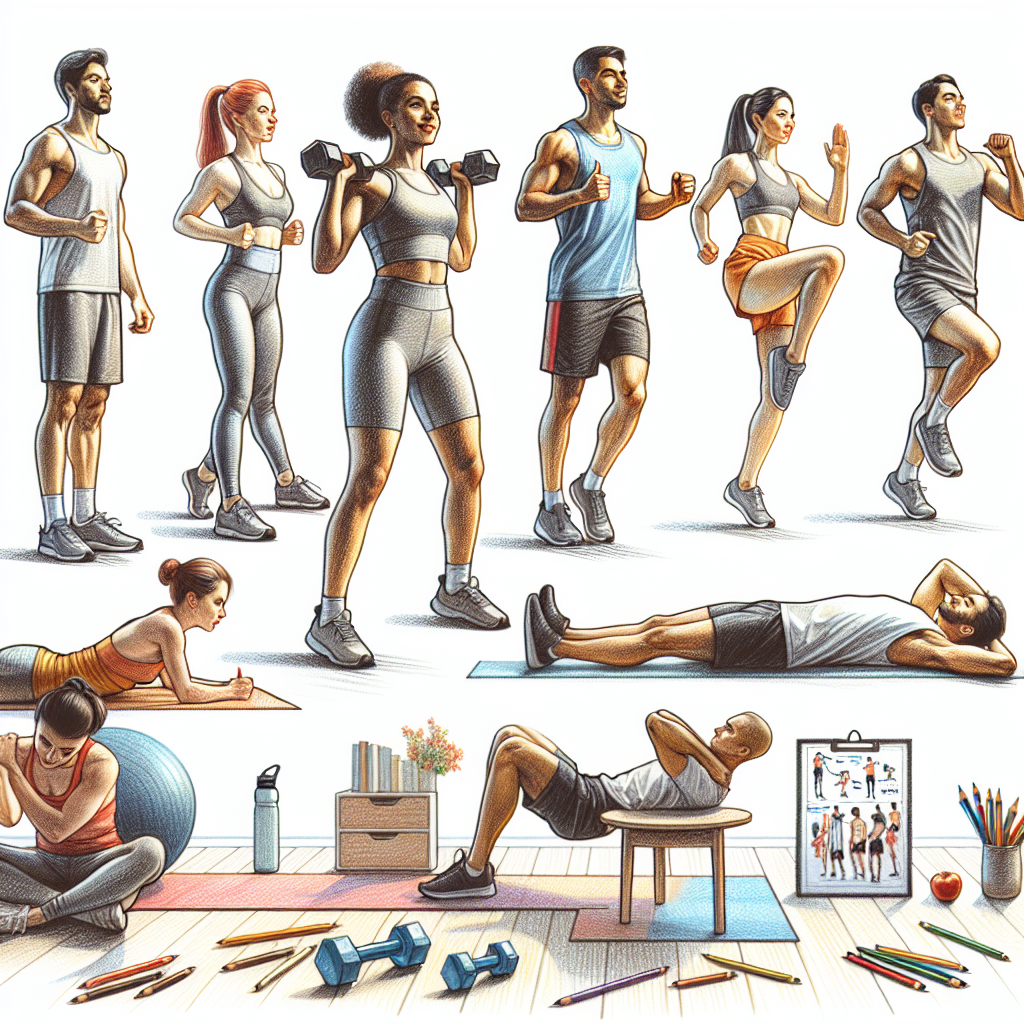 Colored-pencil illustration representing the topic: Fitness Training