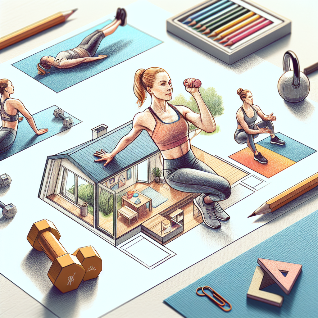Colored-pencil illustration representing the topic: Home Fitness